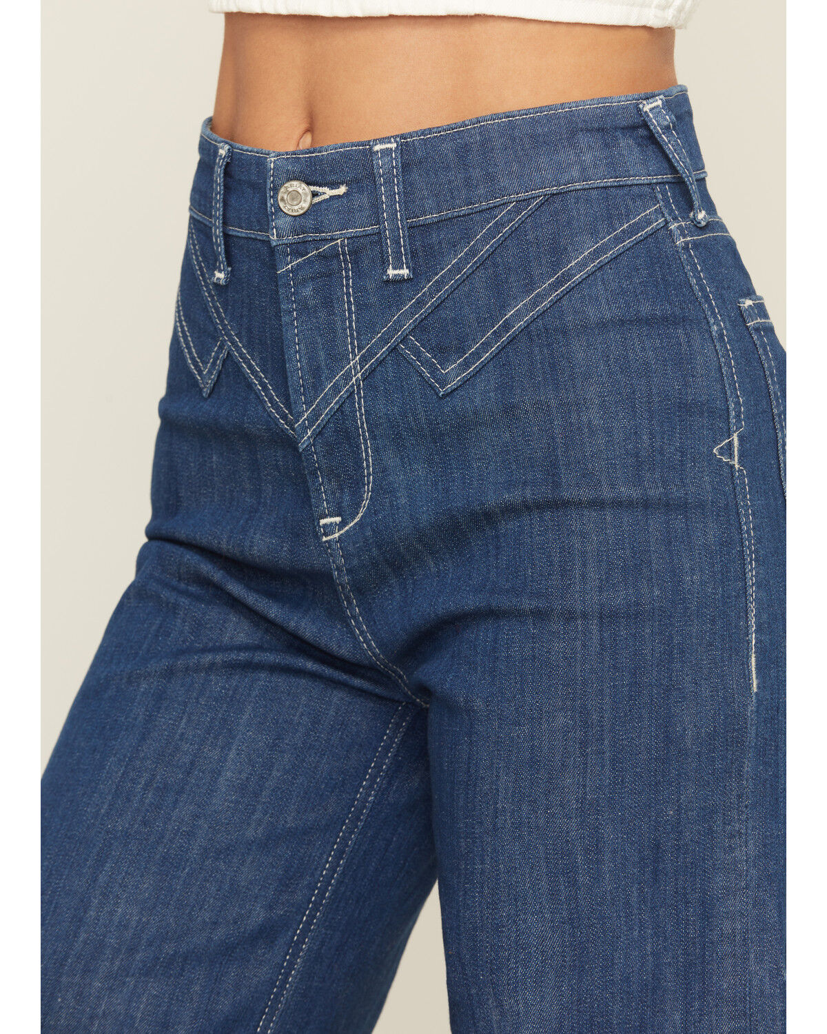 Product Name:  Ariat Women's Dark Wash Ultra High Rise Westie Yoke Wide Leg Stretch Denim Jeans