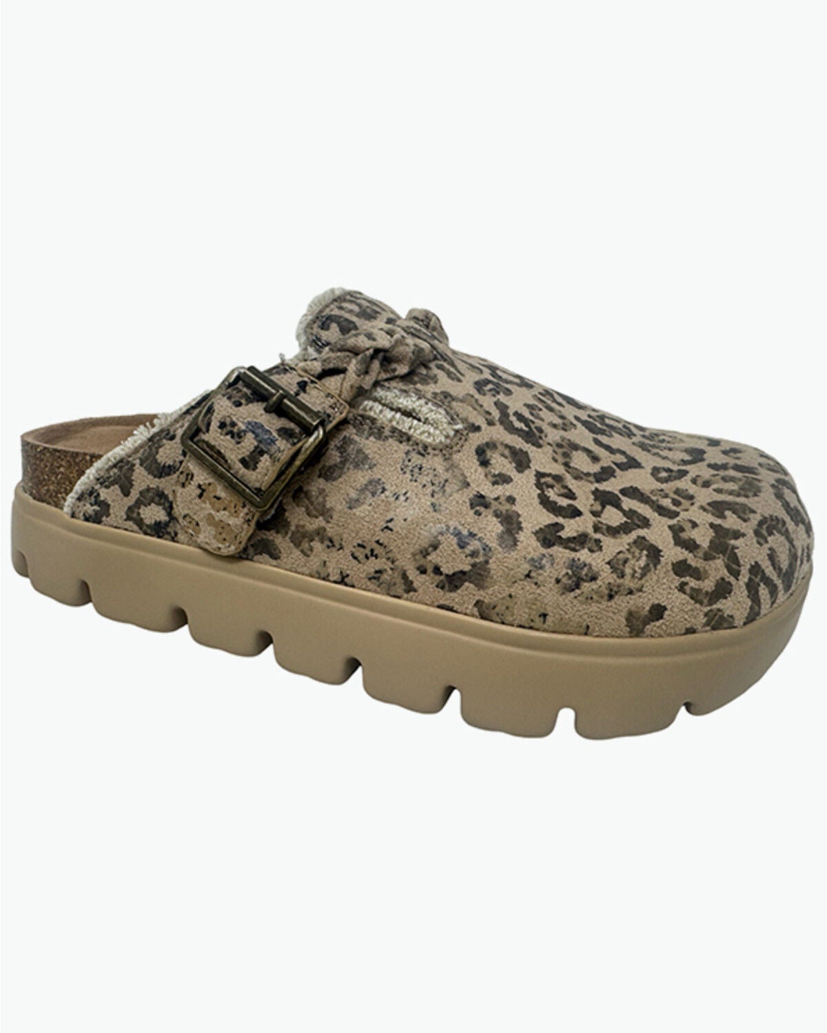 Image #1 - Very G Women's Cali Leopard Print Platform Clog Shoes, Taupe, hi-res
