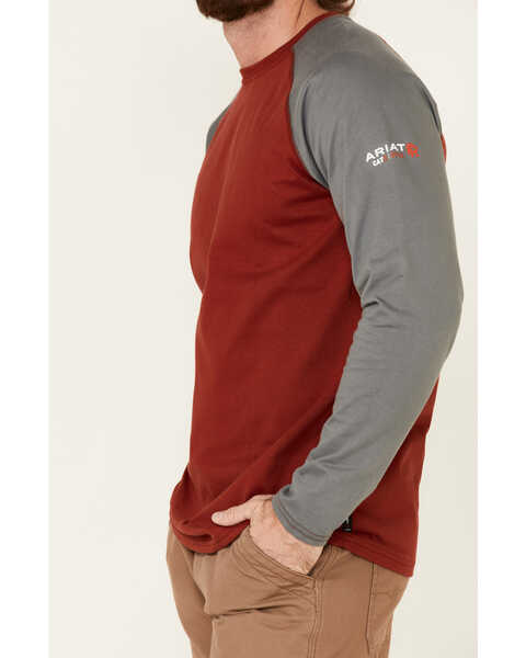 Image #3 - Ariat Men's FR Long Sleeve Baseball Work T-Shirt , Red, hi-res