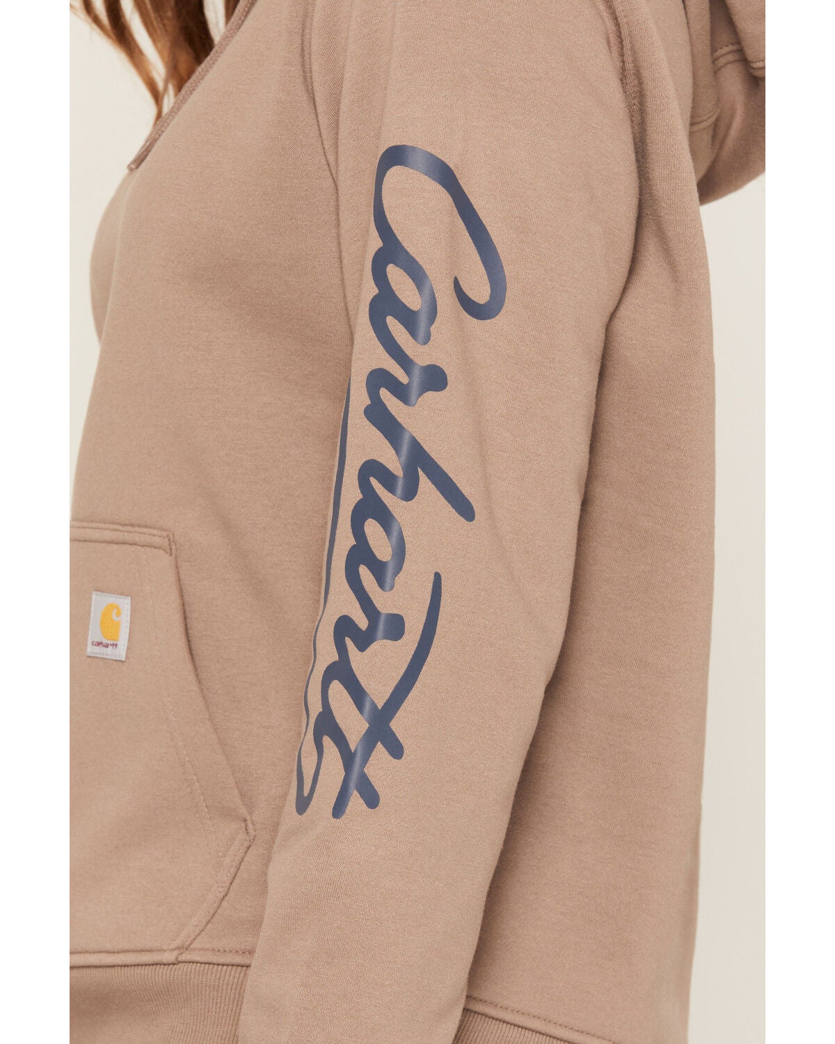 Image #3 - Carhartt Women's Sawyer Script Midweight Relaxed Fit Hoodie, Brown, hi-res