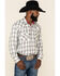 Resistol Men's White North Plaid Long Sleeve Western Shirt , White, hi-res