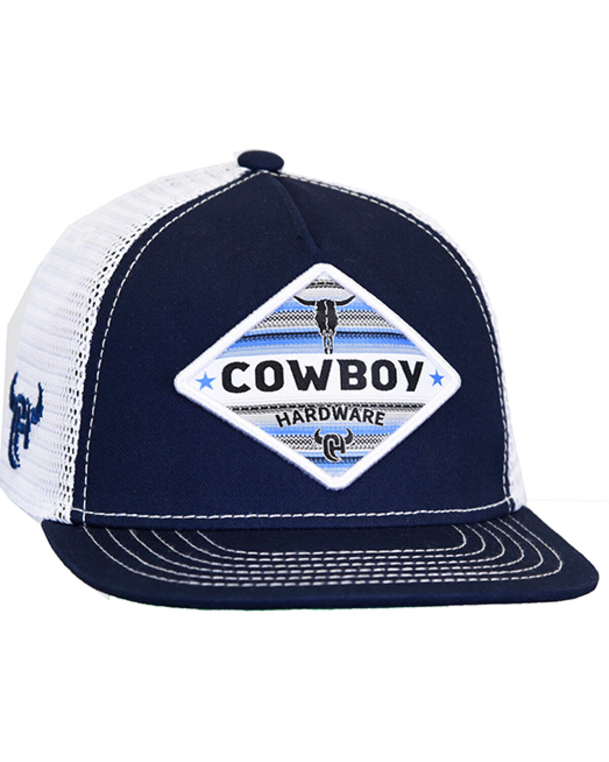 Image #1 - Cowboy Hardware Boys' Built Tough Ball Cap, Blue/white, hi-res