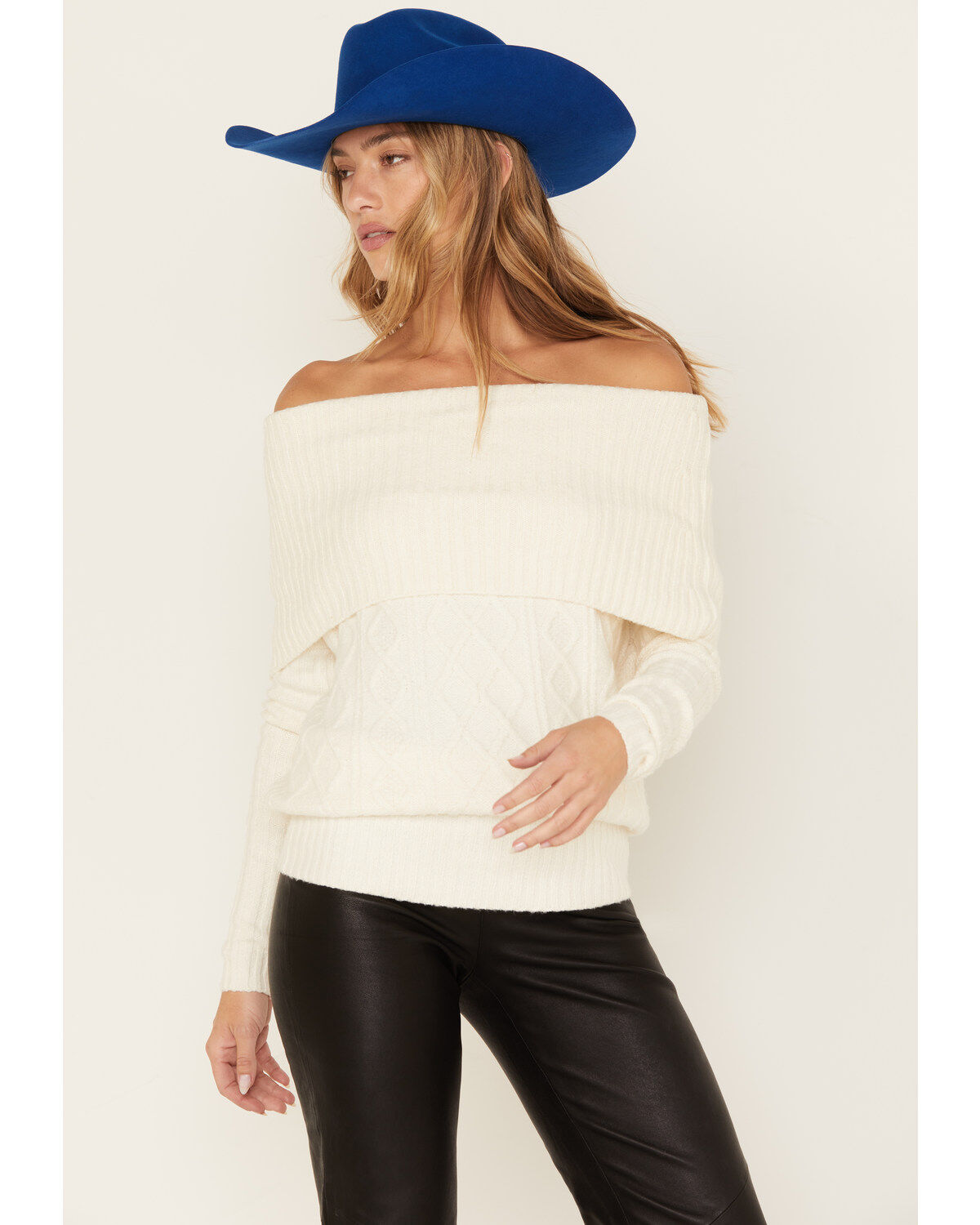 Image #1 - Shyanne Women's Off The Shoulder Cable Knit Sweater, , hi-res