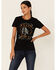 Janis Joplin Women's Live Concert Circle Graphic Short Sleeve Tee , Black, hi-res