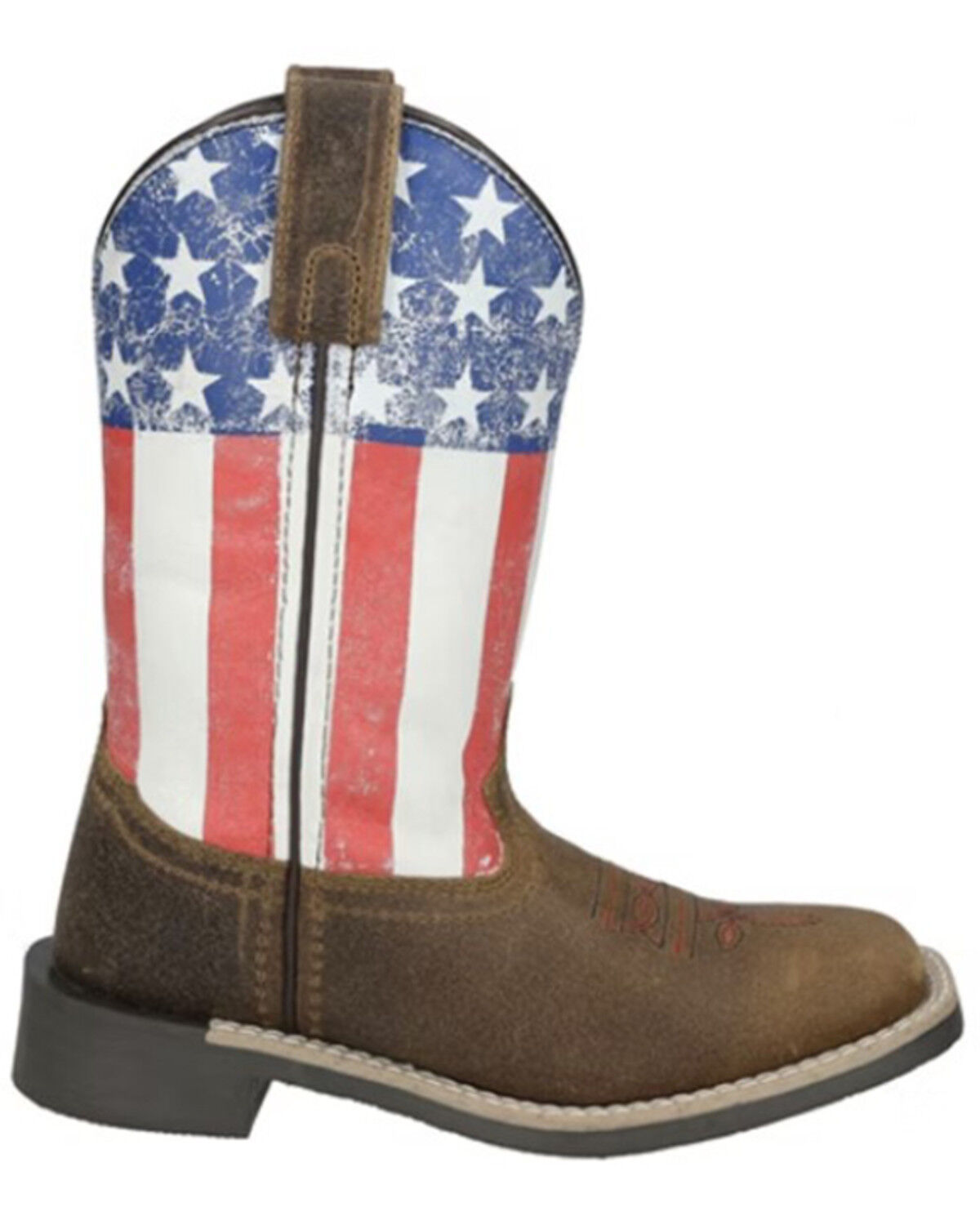 Image #1 - Smoky Mountain Boys' Old Glory Patriotic Western Boots - Broad Square Toe, Brown, hi-res