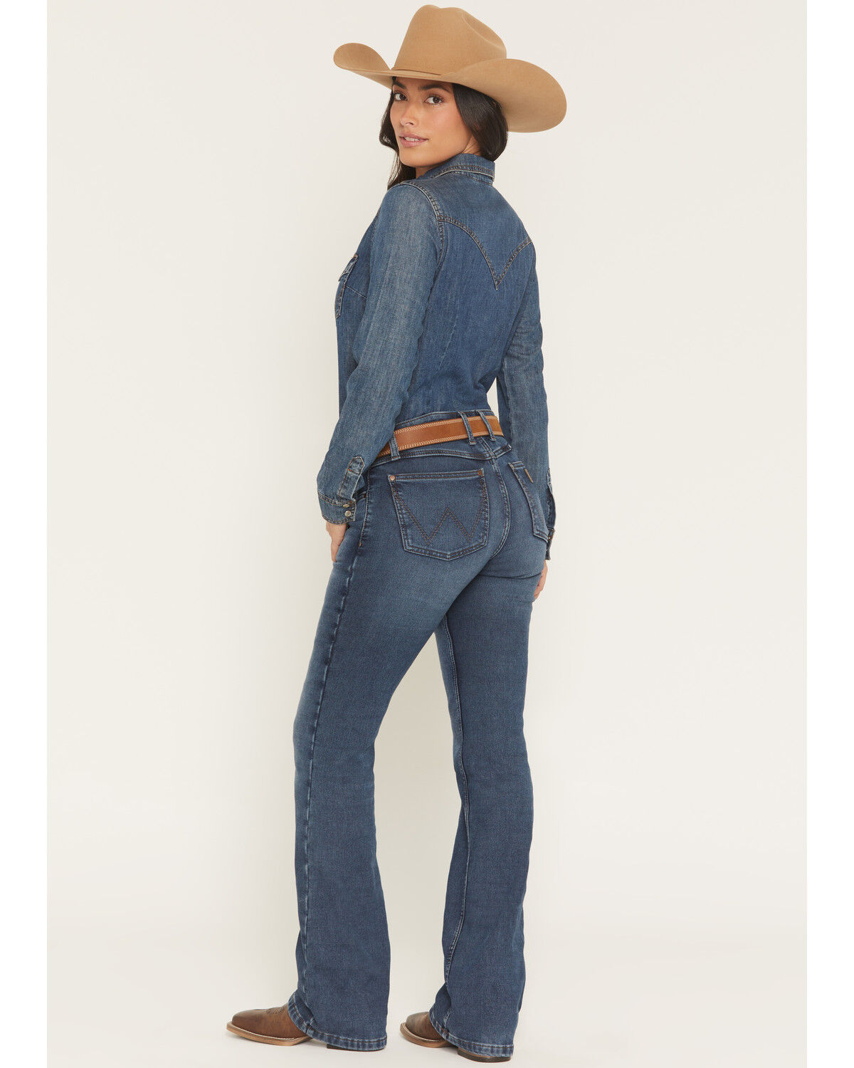 Product Name:  Wrangler Retro Women's Mae Dark Wash Mid Rise Lined Bootcut Stretch Denim Jeans