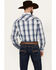 Image #4 - Panhandle Men's Plaid Print Men's Long Sleeve Pearl Snap Performance Western Shirt, Dark Blue, hi-res