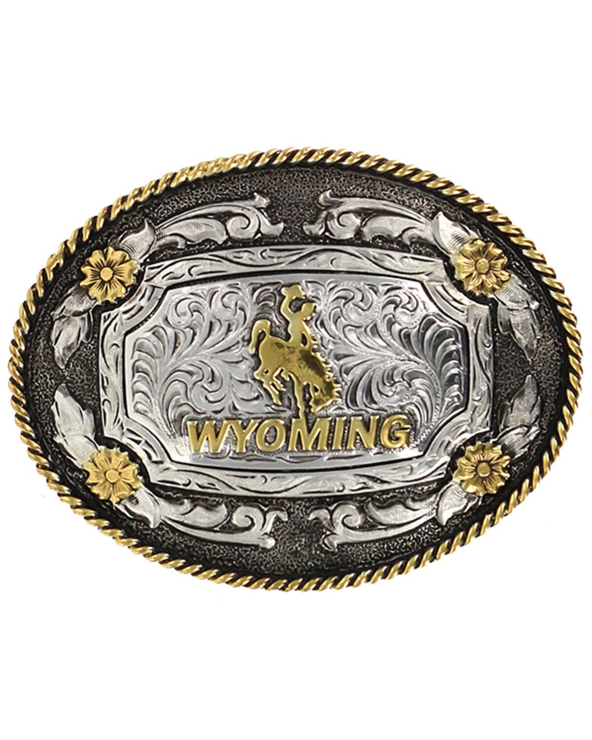 Cody James&reg; Men's Oval Wyoming Belt Buckle, Silver, hi-res