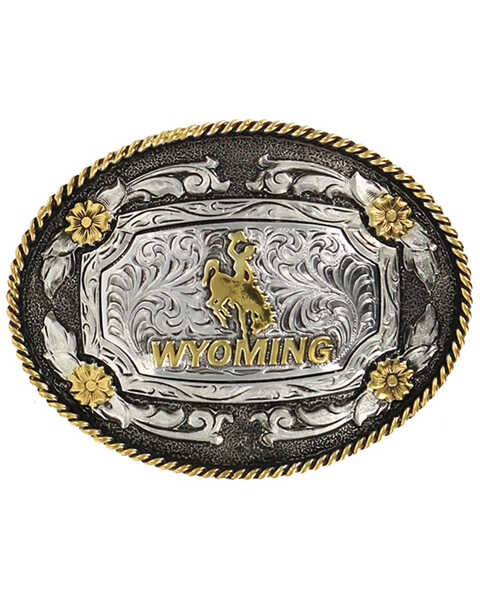 Cody James® Men's Oval Wyoming Belt Buckle, Silver, hi-res