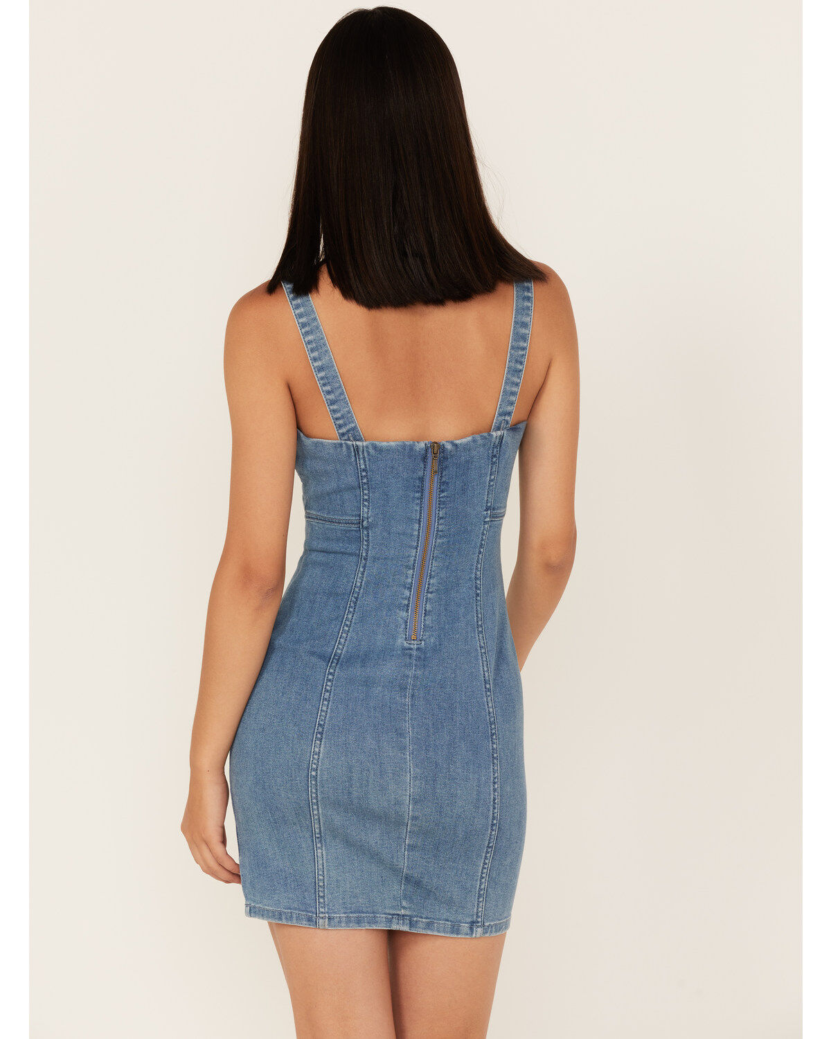 Image #4 - Shyanne Women's Light Wash Lace-Up Denim Mini Dress, , hi-res