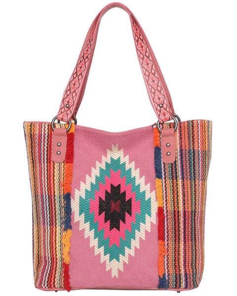 Montana West Women's Southwestern Tapestry Tote Bag, Pink, hi-res