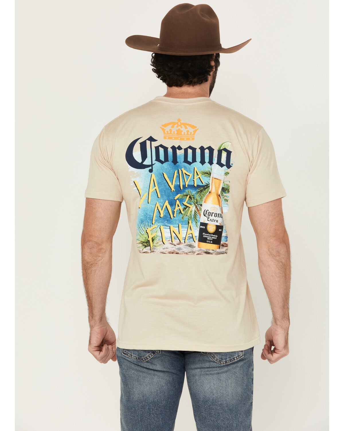 Changes Men's Corona La Vida Mas Fina Short Sleeve Graphic T-Shirt, Natural, hi-res