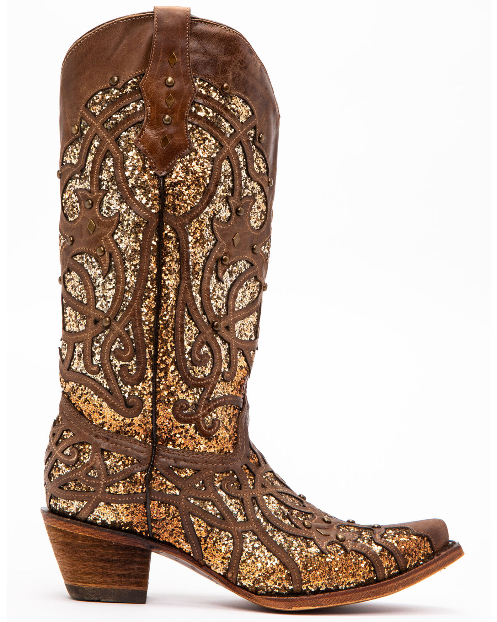 Image #2 - Corral Women's Golden Luminary Roots Western Boots - Snip Toe, Lt Brown, hi-res