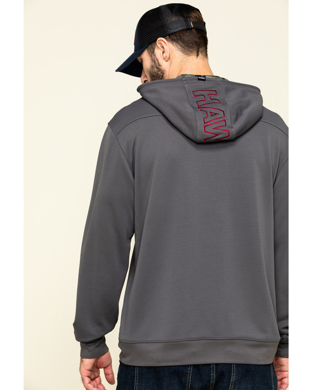 Image #2 - Hawx Men's Gray Tech Logo Hooded Work Sweatshirt, , hi-res