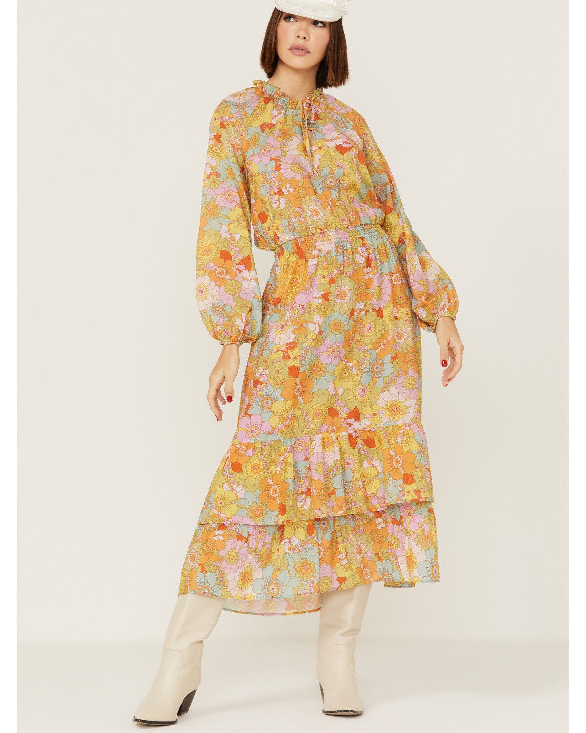 Show Me Your Mumu Women's Cait Groovy Blooms Midi Dress, Multi, hi-res
