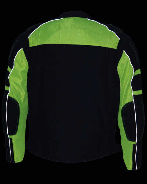 Image #4 - Milwaukee Leather Men's Mesh Racing Jacket with Removable Rain Jacket Liner - 3X, Bright Green, hi-res