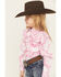 Image #2 - Cowgirl Hardware Girls' Bandana Print Long Sleeve Pearl Snap Stretch Western Shirt, , hi-res