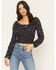 Image #1 - Idyllwind Women's Turner Ditsy Floral Print Long Sleeve Top, Indigo, hi-res