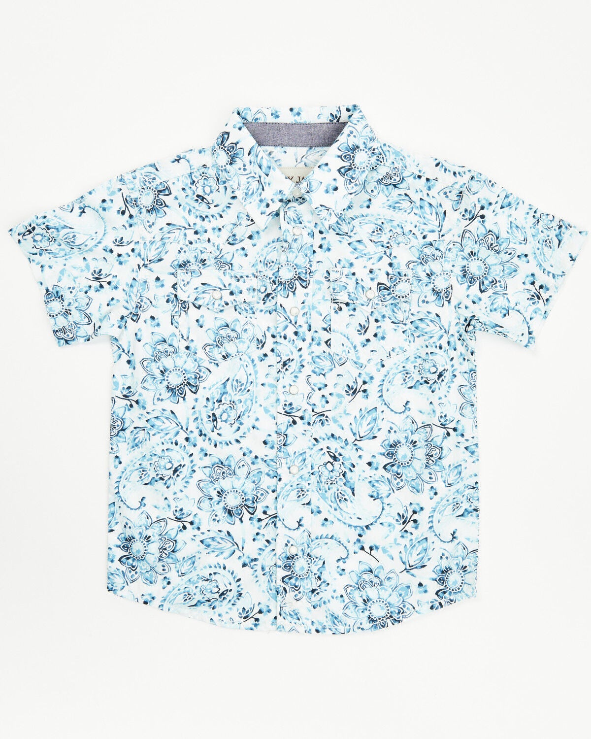 Cody James Toddler Boys' Frontier Threads Paisley Print Short Sleeve Snap Western Shirt, White, hi-res