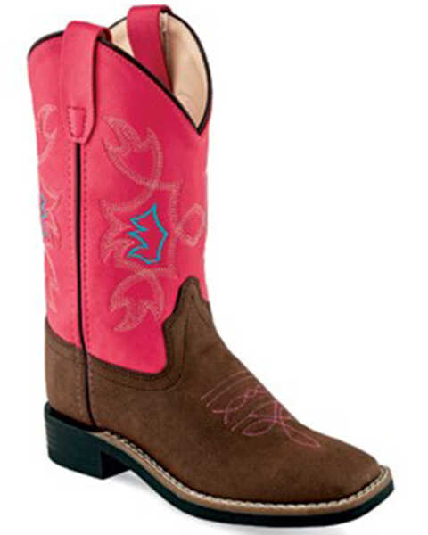 Old West Girls' Western Boots - Broad Square Toe, Pink, hi-res