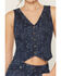 Image #4 - Shyanne Women's Lucy Floral Print Vest, Dark Wash, hi-res