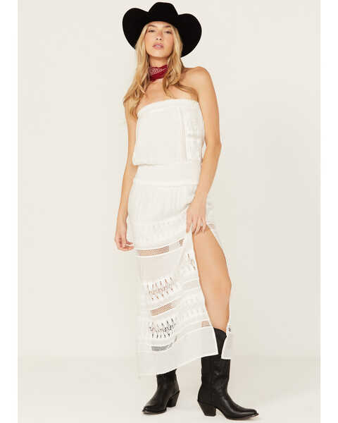 Ransom Ranch Women's Strapless Maxi Dress, White, hi-res