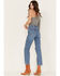 Wrangler Women's Wild West 603 Light Wash Patty High Rise Distressed Cropped Straight Jeans, Blue, hi-res