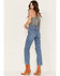 Image #3 - Wrangler Women's Wild West 603 Light Wash Patty High Rise Distressed Cropped Straight Jeans, Blue, hi-res