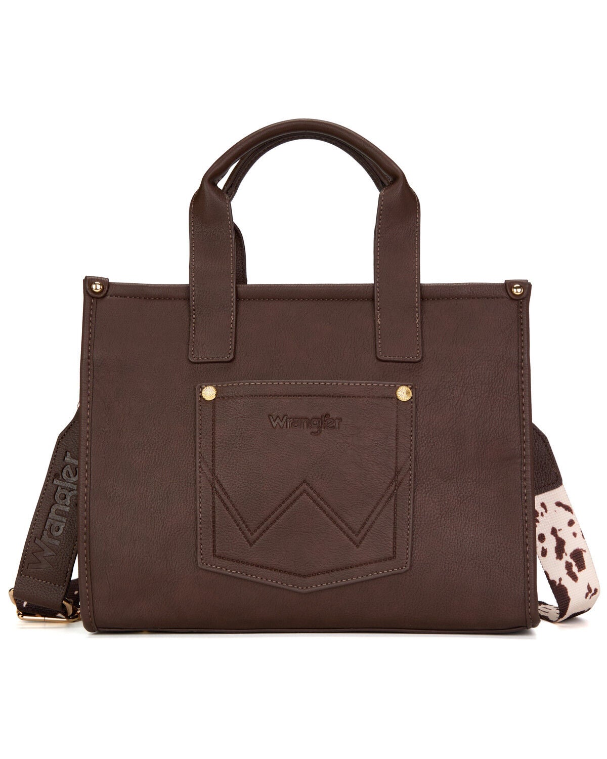 Image #3 - Wrangler X Boot Barn Women's Cow Print Tote with Chain, Coffee, hi-res