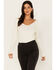 Shyanne Women's Ribbed Sweater Top, Off White, hi-res