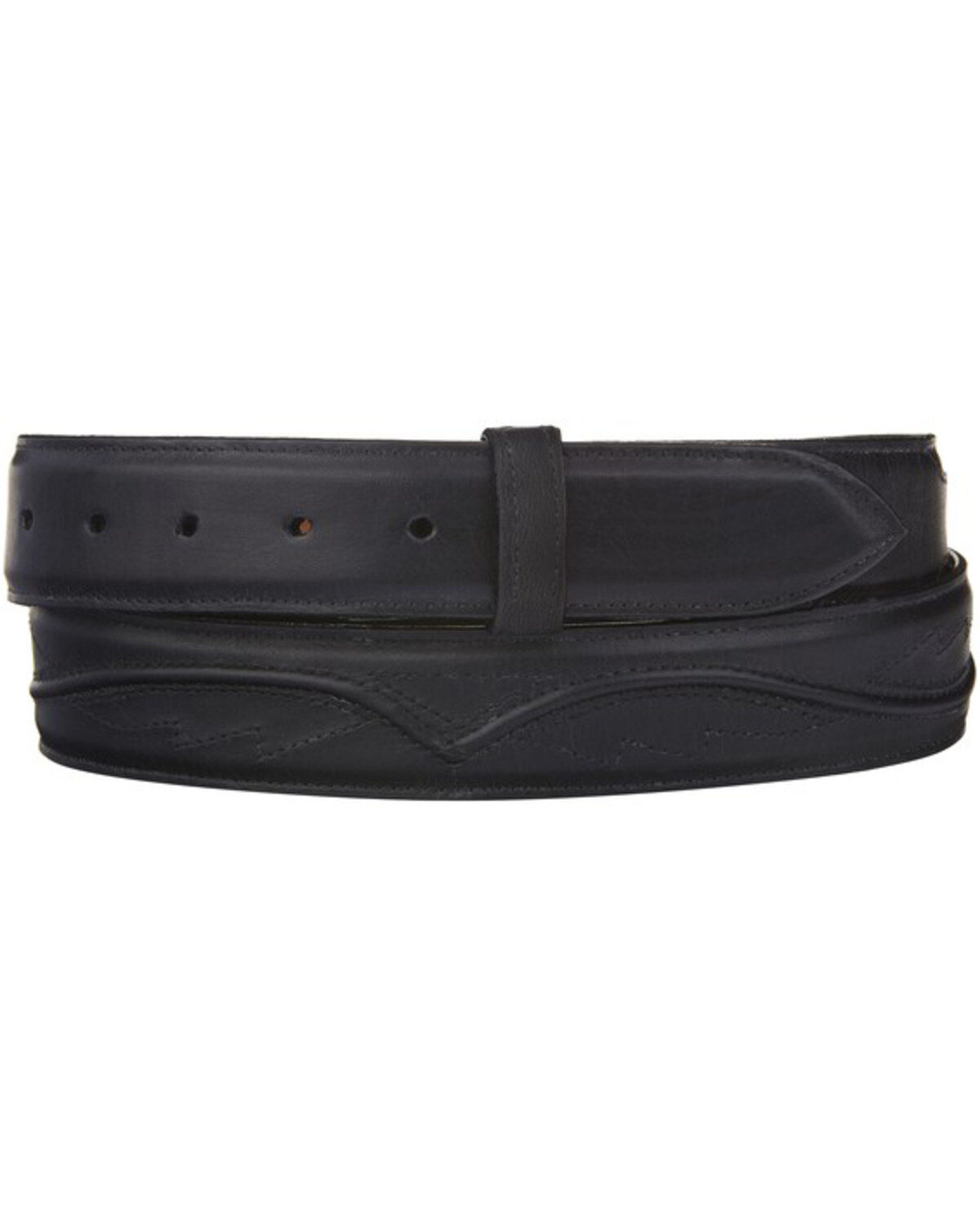 Image #3 - Lucchese Men's Black Calf Leather Seville Stitch Belt, , hi-res