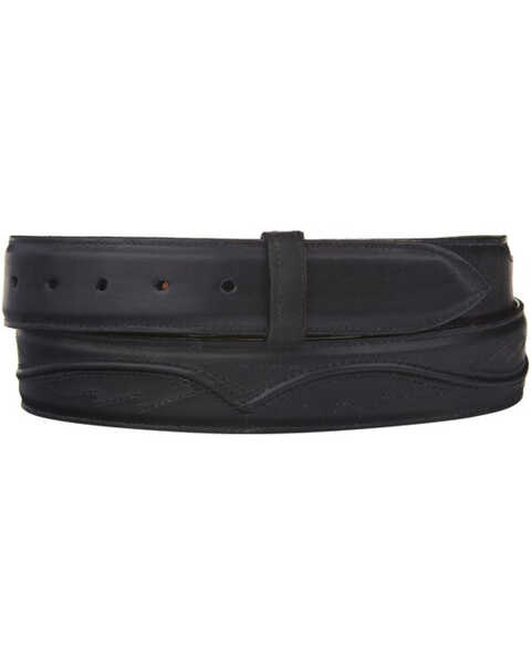 Image #3 - Lucchese Men's Black Calf Leather Seville Stitch Belt, Black, hi-res