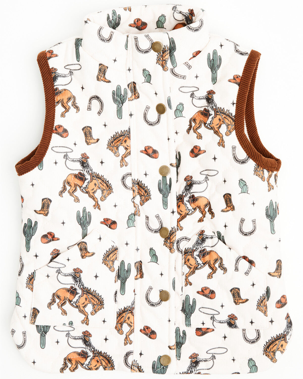 Image #1 - Fornia Toddler Girls' Horse Printed Vest, White, hi-res