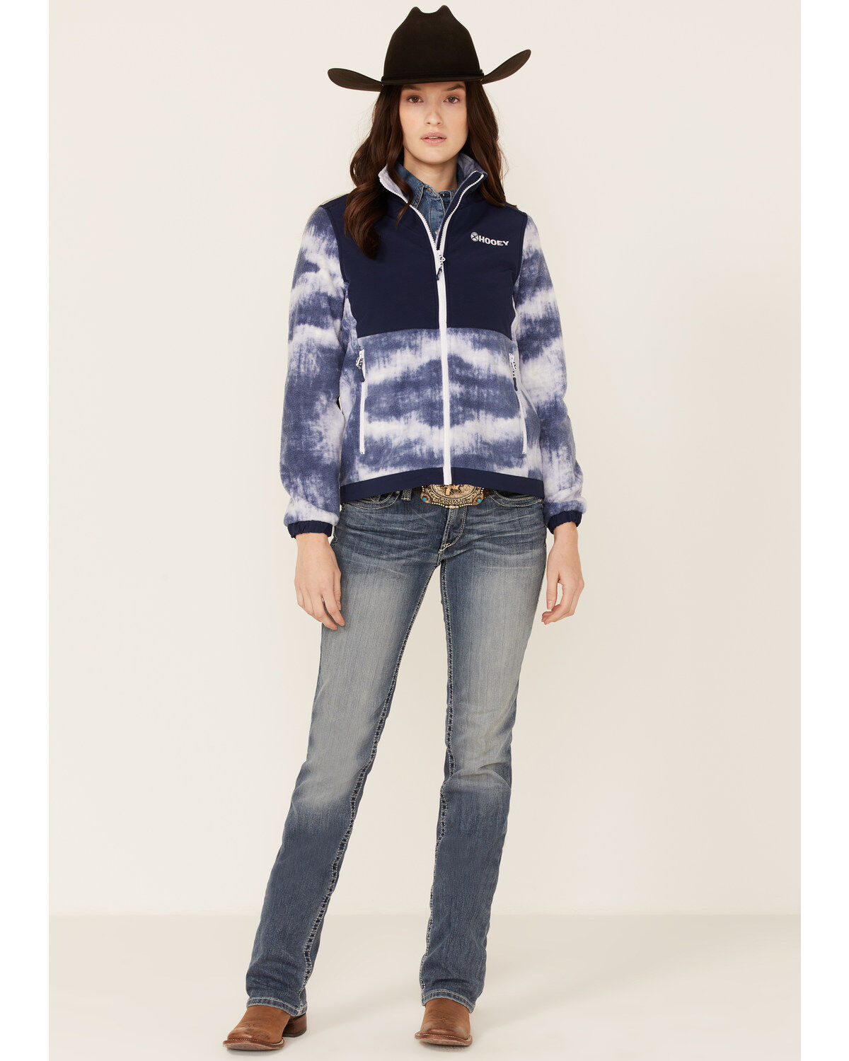 Image #4 - Hooey Women's Solid Print Color Block Zip-Front Tech Jacket, Navy, hi-res