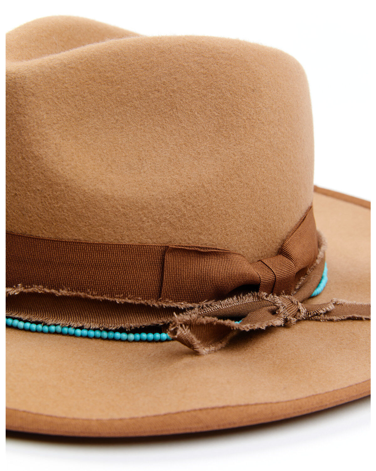 Image #2 - Shyanne Women's Rancher Tonal Ribbons & Turquoise Bead Fedora Hat, Tan, hi-res