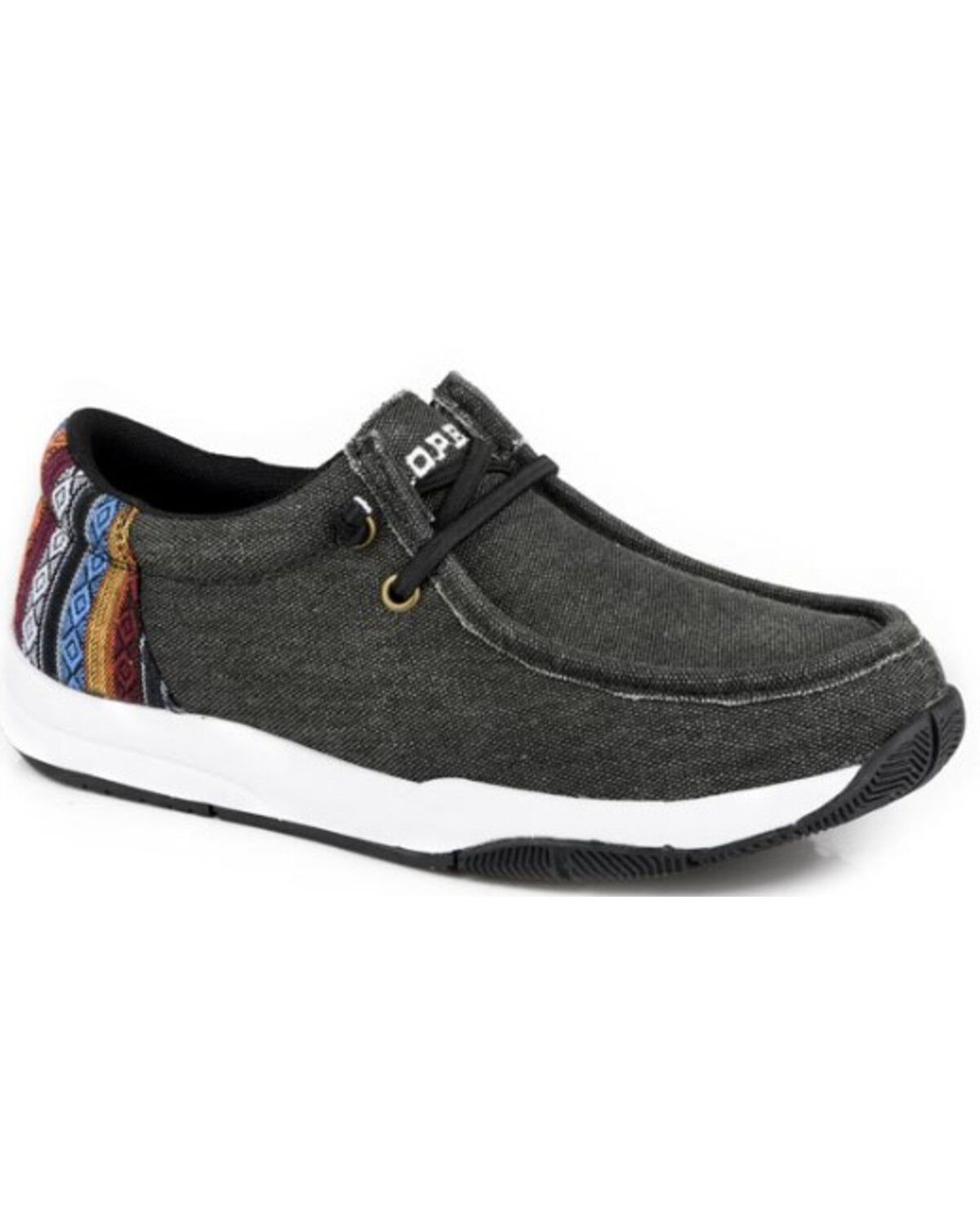 Image #1 - Roper Women's Clearcut Low Southwestern Print Casual Shoes - Moc Toe, Black, hi-res