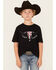 Image #1 - Cody James Boys' Bull Skull Short Sleeve Graphic T-Shirt , Black, hi-res