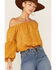 Image #2 - Flying Tomato Women's Mustard Textured Off The Shoulder Crop Top, , hi-res