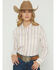 Image #1 - Wrangler Retro Women's Boot Barn Exclusive Striped Long Sleeve Pearl Snap Flannel Shirt, Multi, hi-res