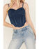 Rock & Roll Denim Women's Medium Wash Stretch Denim Corset , Medium Wash, hi-res