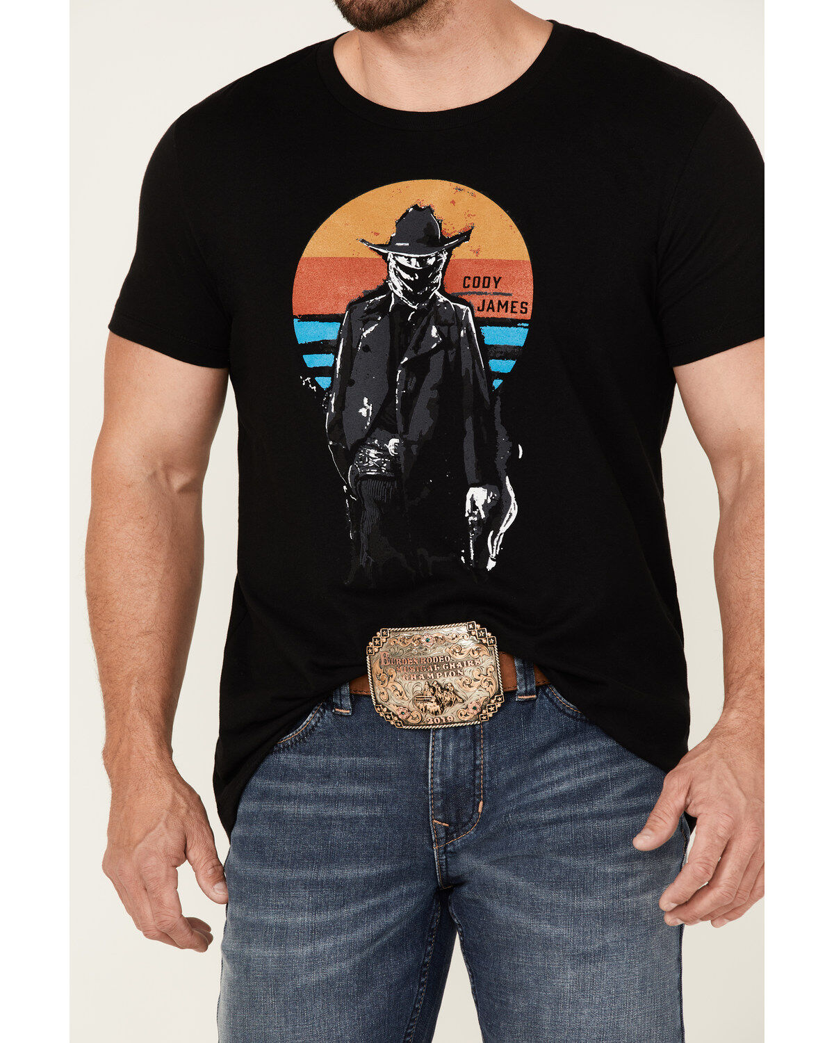 Image #3 - Cody James Men's Sunset Bandit Skull Graphic Short Sleeve T-Shirt, Black, hi-res