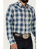 Image #3 - Wrangler Retro Men's Premium Plaid Print Long Sleeve Snap Western Shirt, Blue, hi-res