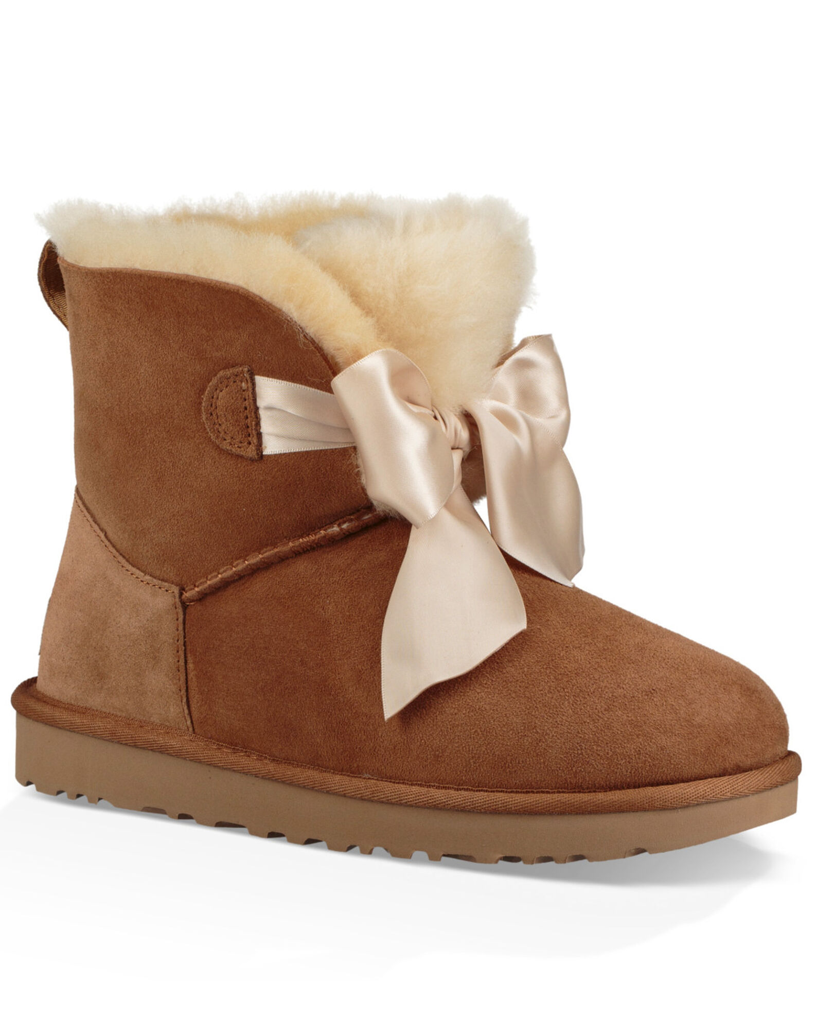 UGG Women s Chestnut Gita Bow Mini Boots Round Toe Mall of