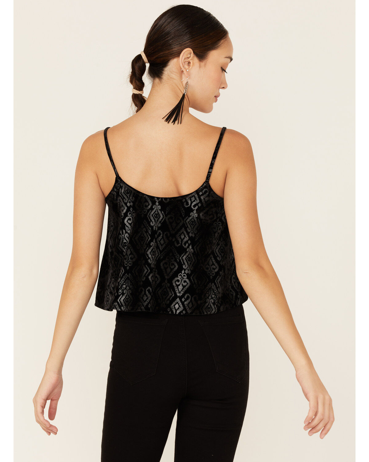 Image #3 - Saints & Hearts Women's Southwestern Velvet Cami Top, Black, hi-res