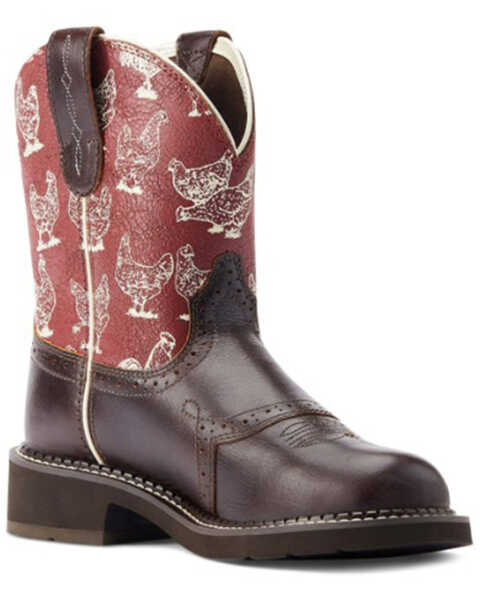 Image #1 - Ariat Women's Fatbaby Heritage Farrah Western Boots - Round Toe , Red/brown, hi-res