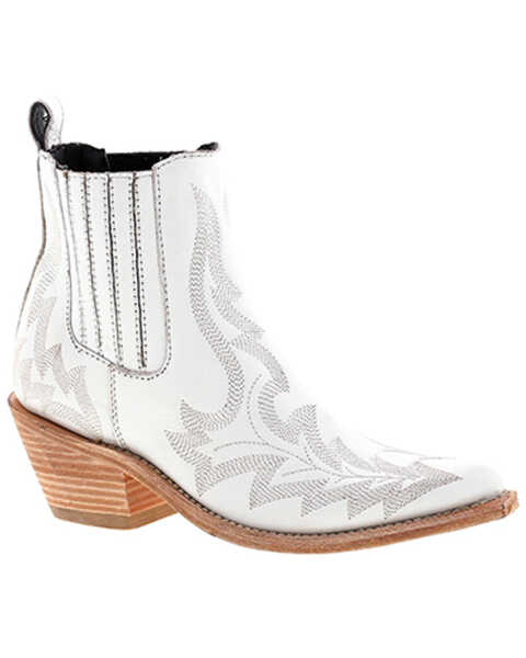 Liberty Black Women's Simone Classic Embroidered Booties - Snip Toe , White, hi-res