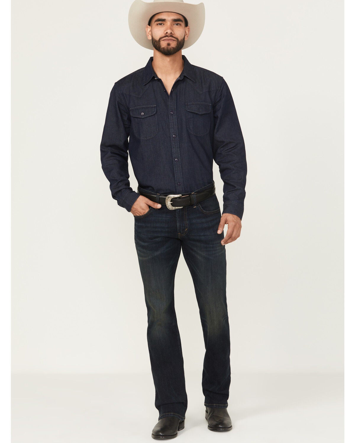 Cody James Black 1978&trade; Men's Jericho Wash Dexter Slim Bootcut Stretch Denim Jeans, Dark Wash, hi-res