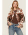 Image #1 - Saints & Hearts Women's Cow Print Tassel Jacket, Brown, hi-res