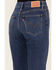 Levi's Women's 724 Dark Wash High Rise Distressed Straight Jeans, Blue, hi-res
