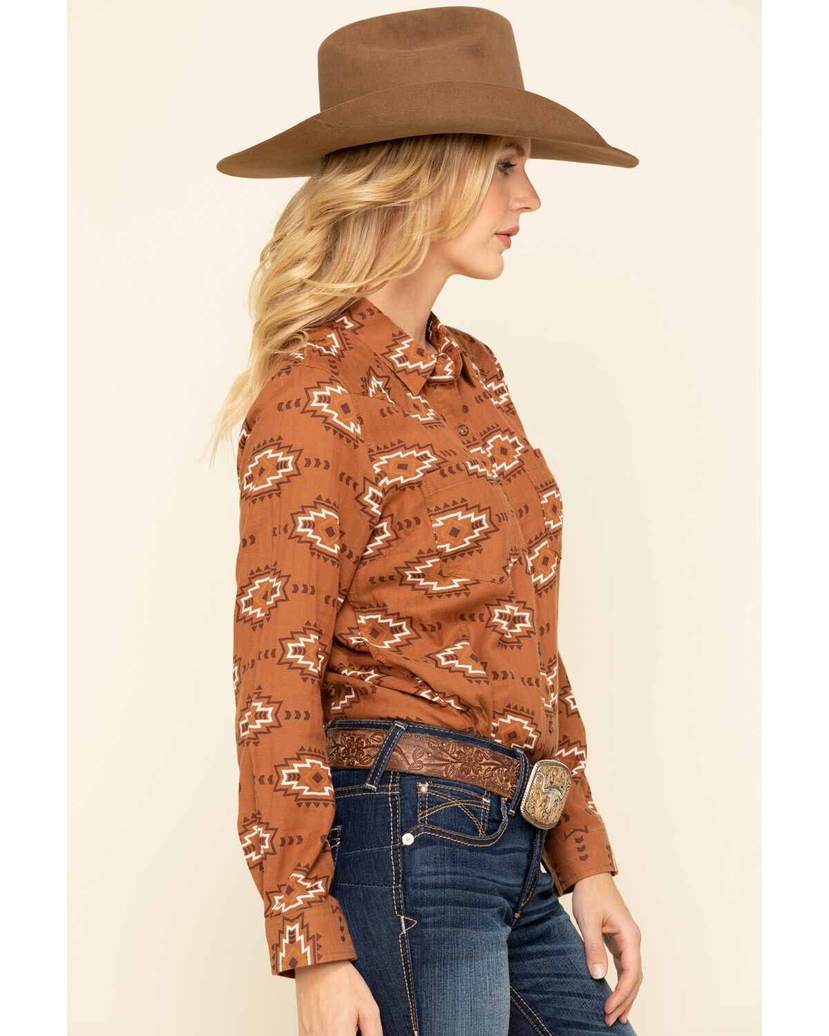 Image #3 - Ariat Women's Autumn Blossom Billie Jean Shirt, Brown, hi-res